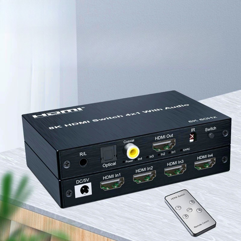 Optical Audio Hdmi Earc Extractor - 8K 60Hz HDスイッチ 4入力1出力 eARCオーディオエクストラクター付き 4K