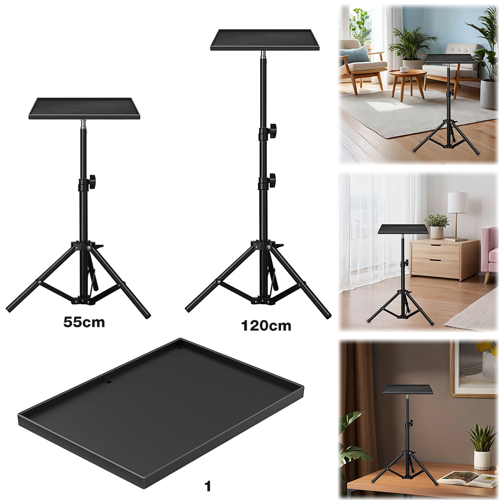 Projector Floor Stand Tripod Adjustable - ユニバーサルラップトッププロジェクター三脚スタンド 1/4 インチネジ三脚トレイ高さ調節可能な DJ 機器ホルダープロジェクターモニター用