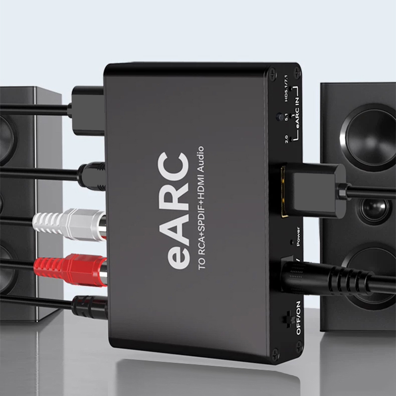 Optical Audio Hdmi Earc Extractor - 192kHz HDMI ARC対応 RCAオーディオ抽出コンバーター。テレビから光ファイバーRCA L/R 3.5mmジャックへの接続に。サウンドバー、アンプ、スピーカーシステムに。