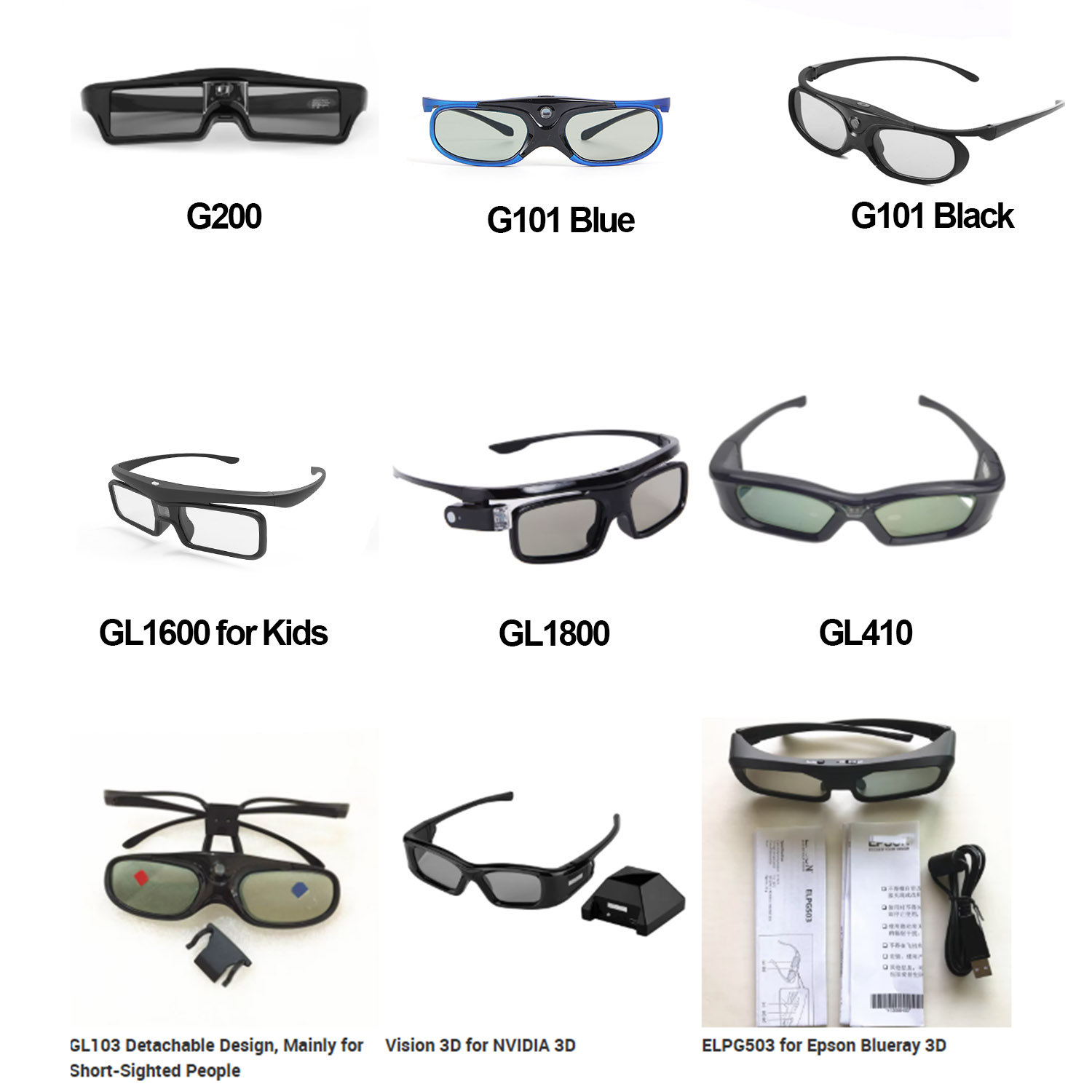 Active 3D Glasses Dlp Link Projector - Yinzam ユニバーサルプロジェクター 3D メガネ、DLP-Link アクティブシャッター 3D