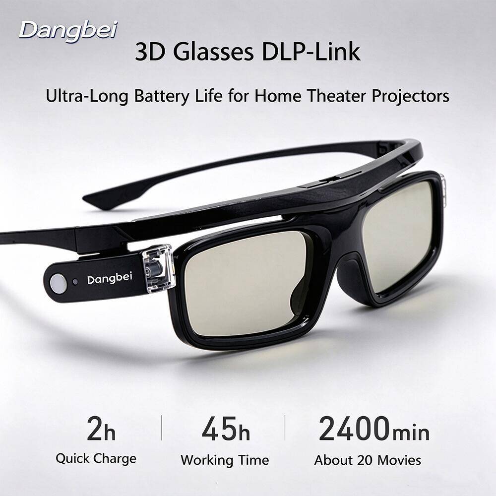 Active 3D Glasses Dlp Link Projector - Dangbei プロジェクター用アクセサリー DLP-Link アクティブシャッター方式 3Dメガネ 内蔵バッテリー搭載、ホームシアター用DLPプロジェクターに最適