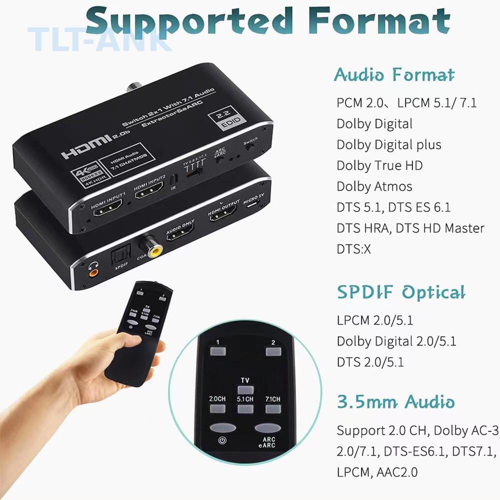 HDMIスイッチ 2入力1出力 4K 120Hz HDMI2 - Optical Audio Hdmi Earc Extractor のレビューと価格