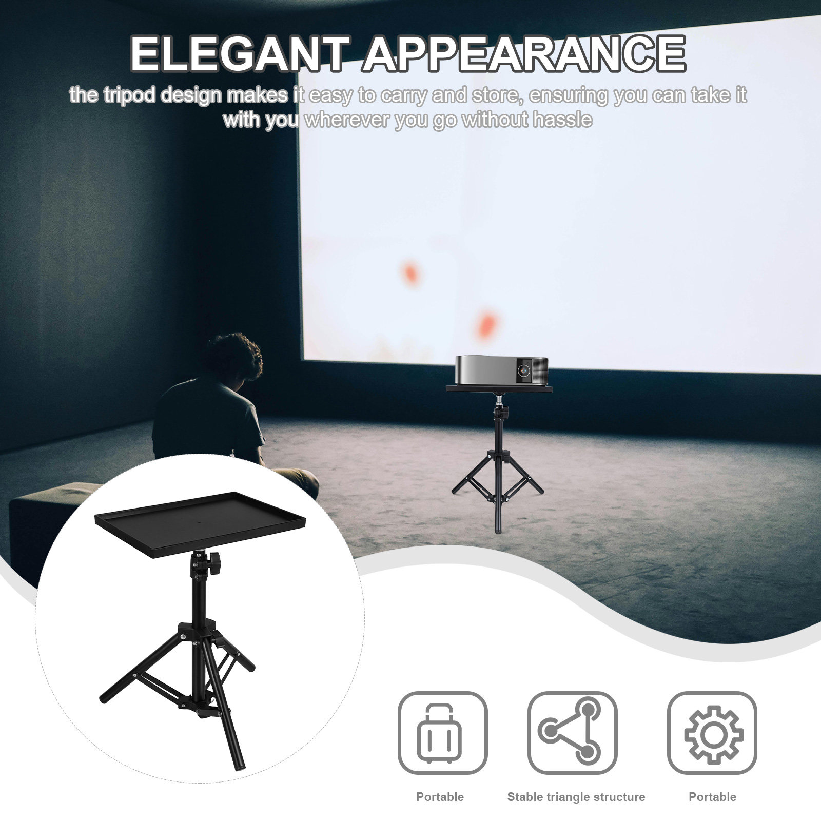 プロジェクター用スタンド、ノートパソコン用三脚、高さ調整可能 - Projector Floor Stand Tripod Adjustable のレビューと価格