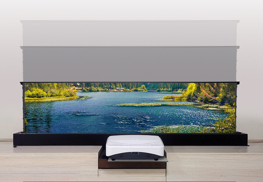 R 110インチ電動テンションフロア昇降式UST ALR T - Ultra Short Throw Laser Projector 4K のレビューと価格