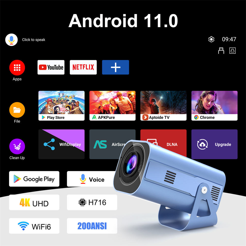 最新のAndroid 11搭載 H96 Max B11スマー - 4K Smart Projector Android 11 Wifi 6 のレビューと価格